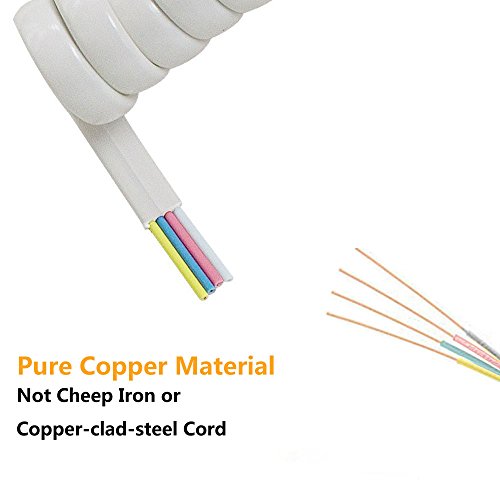 image for Telephone Phone Handset Cable Cord,Uvital Coiled Length 1.2 to 10 Feet
