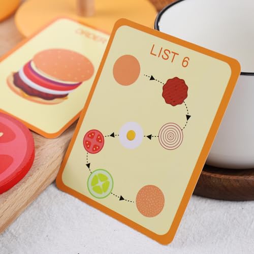 LovesTown Wooden Stacking Toys, Burger Stacking Toys Montessori Toys for Kids Educational Preschool Learning Toys for Boys Girls Birthday Gifts