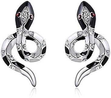 Platinum Plated Black Snake Earrings