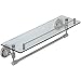 Hamilton Hills Stainless Steel Towel Bar with Shelf | Premium Quality Classical Design Polished Chrome Glass Shelf | Traditional Wall Mounted Fixture | Towel Bars for Bathroom or Entrance Hall