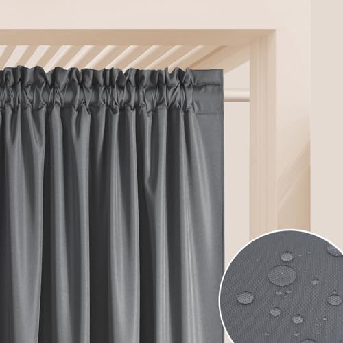 ROOM99 Garden Line - Cortina para Exteriores con Cinta fruncidora (155 x 250 cm de Ancho x Altura, Resistente a la Intemperie, Impermeable, protección Solar, para jardín, Resistente al Viento, Color