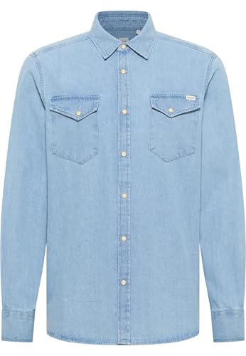 MUSTANG Style Duver Chemise en Jean, Bleu Clair 200, S Hommes
