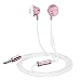 Sports Earbuds with Microphone, 3.5mm In-Ear Wired Bass Stereo Ear buds Earphones Headphones with Remote and Mic Universal for iPhones, iPads, iPods, Android, PC, Windows, Mac(rose gold)