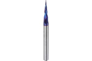 uxcell Tapered Ball Nose End Mill CNC Router Bit, 1/64" Radius 1/4" Shank Solid Carbide Nano Coated Upcut Spiral 2 Flutes Cut