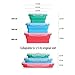 Collapsible silicone food storage containers w/BPA free airtight plastic lids-Set of 3 small and large meal cereal prep container bowl kitchen pantry organization, kids lunch boxes-Microwave & freezer