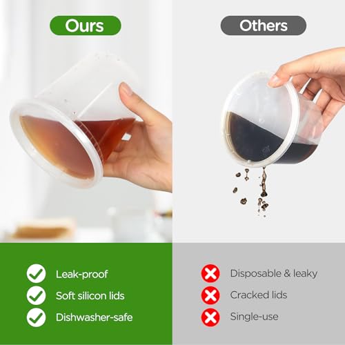 VINATO Airtight Food Containers, 24pcs 720ml/24oz Deli Food Containers with Lids, Reusable, BPA Free, Dishwasher and Microwave Safe