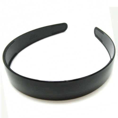 Twilo Design Plain Simple Black Wide 2.5Cm Plastic Alice Band Headband Hair Band