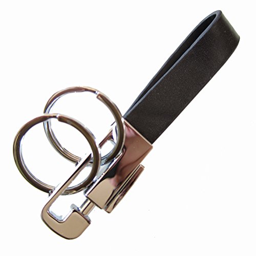 LU2000 Collections Home Outdoors Boutique Genuine Leather Valet Elegant Key Chain Safe & Durable, 2 Detachable Keychain (Black)