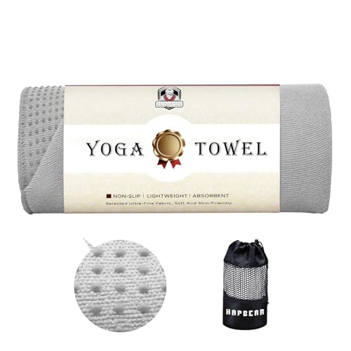 HAPBEAR Non-slip Yoga Towel 188 x 62 cm for with Grip Points | Super absorbent and soft microfiber, ideal for hot yoga, pilates and exercise fitness