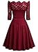 MissMay Women's Vintage Floral Lace Half Sleeve Boat Neck Cocktail Formal Swing Dress
