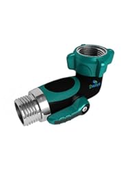 From Amazon.com. Click for details:
 Lawn & Patio: 2wayz 90 Degree Garden Hose Elbow With Shut Off Valve. Free up space! Upgraded 2017 Full Metal Bolted and Threaded Spigot Extender. Perfect for RVs. Ergonomic, Lead Free, Family Safe Adapter - G&S Investments Lawn & Patio: 2wayz 90 Degree Garden Hose Elbow With Shut Off Valve. Free up space! Upgraded 2017 Full Metal Bolted and Threaded Spigot Extender. Perfect for RVs. Ergonomic, Lead Free, Family Safe Adapter - G&S Investments