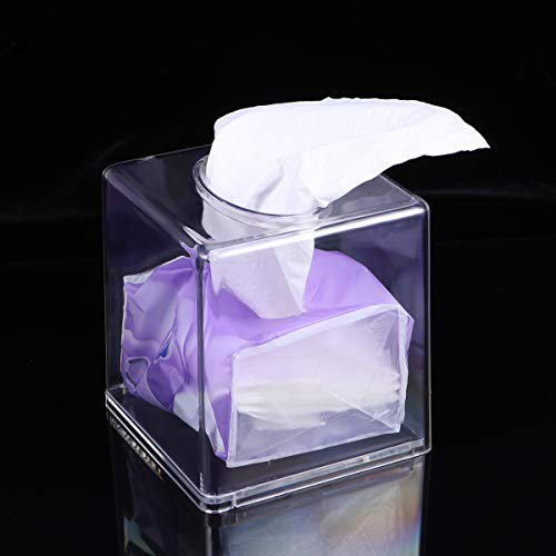 BESTOMZ Square Tissue Box Cover Acrylic Tissues Paper Holder for Bathroom - Thumbnail 6