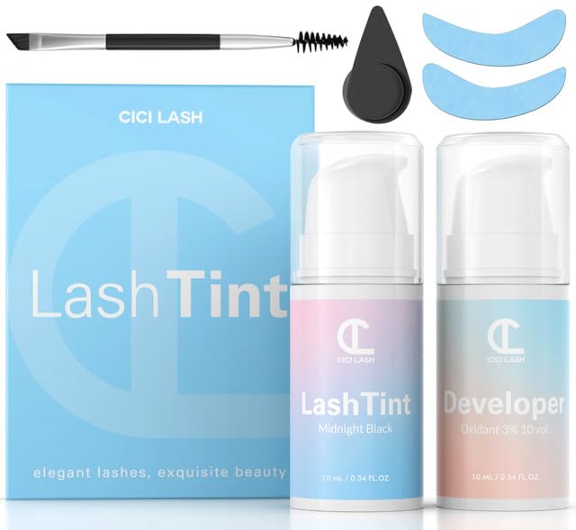 CICI Lash Tint Kit | Professional Black Eyelash Dye | Long-Lasting Eye Lash Tint | Easy DIY Lash Colour Kit | Permanent Black Lash Tint for Dramatic Look | Includes Tools for Home Use
