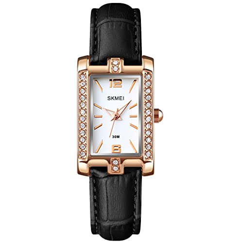 SKMEI Watches for Women Ladies Female Diamond Square Leather Band
