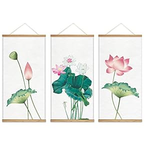 Hanging Poster with Wood Frames Beautiful Green Plants Home Wall Canvas Prints Ready to Hang - 18"x36"x3 Panels