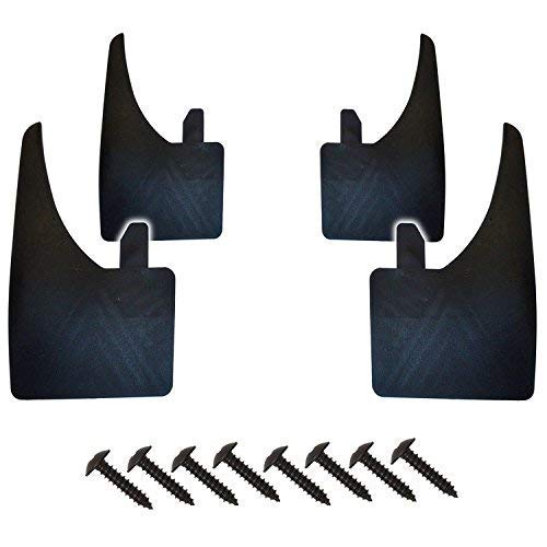 4 Universal Fit Black Front and Rear Wide Mudflaps Complete With Mounting Screws - Easy Fit Rubber Mud Flaps/Guards