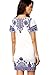 Floerns Women's Porcelain Print Short Sleeve Mini Top Shirt Dress