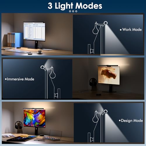 Quntis Monitor Light Bar with Backlight and Remote Control, 40cm Monitor Lamp with Stepless Brightness & Hue Adjustment, CRI≥95 Eye-Care No Screen Glare Computer Screen Light Bar for Home Office Work