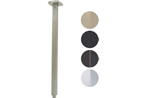 Drettyer Shower Arm with Flange 24 Inches Ceiling Mount Square Straight Extender Extension Pipe Replacement, Extra Long Shower Arm For Fixed Rain Shower Head or High Ceiling, Brushed Nickel