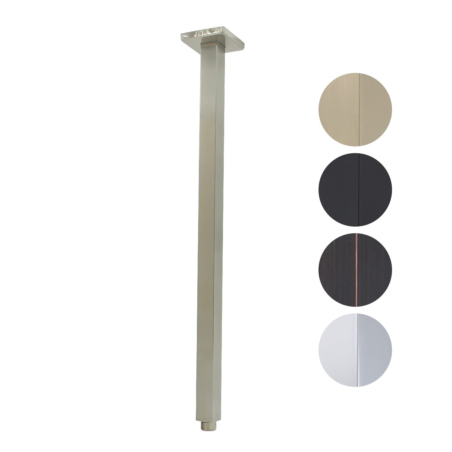 Photo 1 of Drettyer Shower Arm with Flange 24 Inches Ceiling Mount Square Straight Extender Extension Pipe Replacement, Extra Long Shower Arm For Fixed Rain Shower Head or High Ceiling, Brushed Nickel