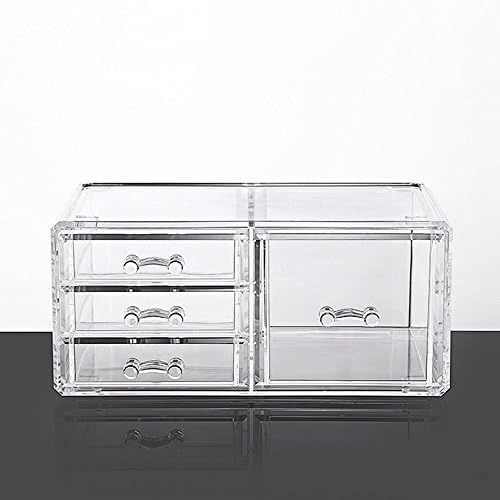 ROOYF Plastic Storage Box Table Top Transparent Cosmetic Storage Case Drawer Type Plastic Jewelry Case