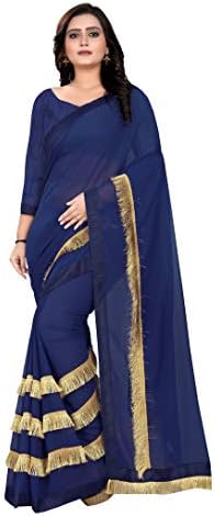 Aaradhya FashionWomen's Jalar Pattern Ruffle Saree with Blouse Piece