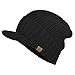 Janey&Rubbins Men‘s Stylish Knit Visor Brim Beanie Hats Fleece Lined Skull Ski Caps (Black)