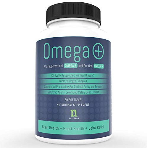 Omega Fish Oil Pills | Over 1200 mg Premium Omega 3 Fish Oil Pills | 420 mg Omega 7 Supplement 1000 mg EPA and DHA | Pure Burpless Odorless Capsules | Heart and Brain Health | Joint Pain | Fatty Oils