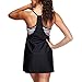 Tempt Me Women 2 Piece Stripe Bandeau Solid Color Halter Swimdress with Boyshort Bottoms