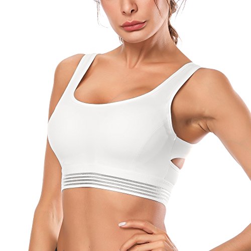 Kamier Sports Bra Padded for Gym Workout Activewear Yoga Running Bra(White,Medium)