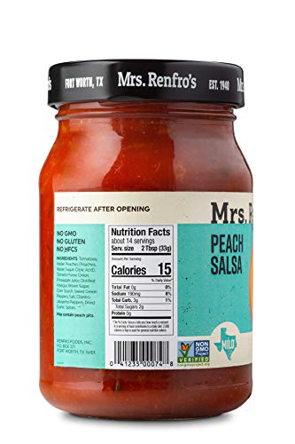 Mrs. Renfro's Peach Salsa, Gluten Free, 16 oz Jar, Pack of 2