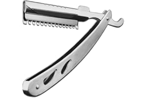 LURROSE FRCOLOR Manual Razor Full Stainless Steel Vintage Not Include Blade Foldable Barber Razor Scraper Razor Beard Salon Haircut Tools for Men Use