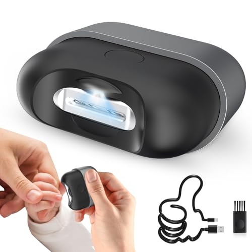 Electric Nail Clipper,Baby Nail Clippers with Light 2-Speed USB Rechargeable Trimmer with Magnetic Cover & Upgraded Nail Storage, Kids, Adults, Seniors, Caregivers (Silver-Black)