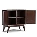 Simpli Home 3AXCDRP-05 Draper Solid Hardwood 32 inch wide Mid Century Modern Low Storage Cabinet in Medium Auburn Brown