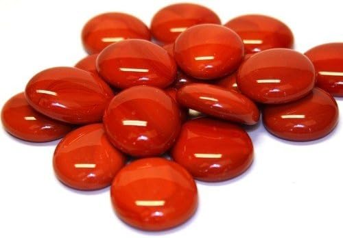 25 Glass Round Gems Pebbles Nuggets Mosaic Tiles Red Marble 13-18mm by Mosaic Tile Supplies