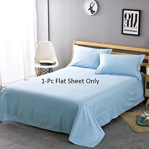 Pretty Linens -- Flat Sheet Genuine Hotel Quality 100% Egyptian Cotton 600 Thread Count 1 Piece Flat Sheet (Top Sheet) Available in Many Attractive Solid Colors (Light Blue) King Size
