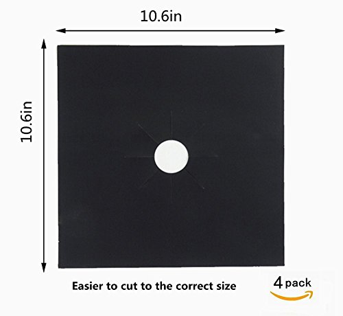 Gas Range Protectors, BeeSpring 4 Pcs Reusable Stovetop Protectors Non-Stick Cushion Stovetop Burner Protector Liner Cover Oil Proof, Anti Fouling Resistant Gas Hob Liner - Black color - Thumbnail 6