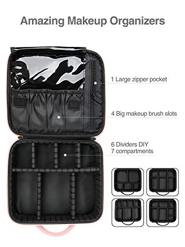 Luxtude Travel Makeup Bag Makeup Case Cosmetic bag, 2-Layer 10.4” Large PU Leather Make up bag, Portable Professional Makeup Train Case Cosmetic Artist Storage Organizer with Dividers for Women (Pink) 6 Luxtude Travel Makeup Bag Makeup Case Cosmetic bag, 2-Layer 10.4” Large PU Leather Make up bag, Portable Professional Makeup Train Case Cosmetic Artist Storage Organizer with Dividers for Women (Pink)