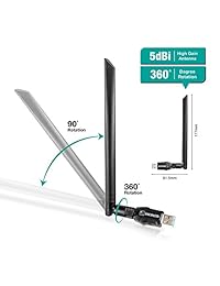anewkodi 1200 Mbps USB Adaptador WiFi USB adaptador inalámbrico USB 3.0 Doble correa 2.4 GHz 5.8Ghz 867 Mbps 802.11 ac b g n adaptador inalámbrico para computadora de sobremesa portátil PC, compatible con Windows 10 8,1 8 7 XP, Mac OS