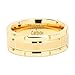 100S JEWELRY Tungsten Ring for Men Wedding Band Gold Brick Pattern Brushed Beveled Edge Size 6-16