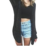 Knitted Sweater Orangeskycn Women Long Sleeve Knitted Cardigan Loose Sweater Outwear Jacket Coat (L, Black)