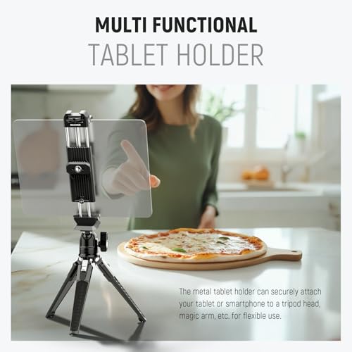NEEWER Tablet Metal Holder for iPad Tripod Mount Adapter with Cold Shoe, Arca Type Base, NATO Interface, 1/4" Screw for iPad Mini Air Pro Surface Pro (7.9" to 12.9"), Universal Tablet Clamp, PA100