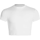 Milumia Men's Short Sleeve Crew Neck Slim Fit Basic Crop Top T Shirts Hot Shirts