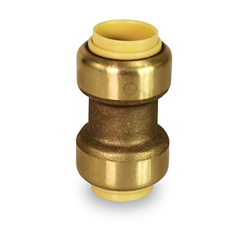 Pushlock UPSC1 Straight Coupling Pipe Fittings Push to Connect Pex Copper, CPVC, 1 Inch, Brass