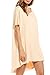 HOTOUCH Women's Casual Plain Short Sleeve Simple Tshirt Loose Dress Off Shoulder, Small, Beige