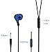 PWOW E150 In-Ear Sports Headphones Earphone Earbuds with Microphone Universal 3.5mm Stereo Earphones with Mic & Volume Control for iPhone/ Samsung/ Computer - Black & Blue