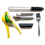 Professional Grade Stainless Steel Garlic/Ginger Press, 2-Chamber Lemon/Lime Press, Stainless Steel Hand Held Cheese Grater & Lemon Zester, Pastry Brush, Tube Roller Set By Better Than Basics