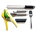 Professional Grade Stainless Steel Garlic/Ginger Press, 2-Chamber Lemon/Lime Press, Stainless Steel Hand Held Cheese Grater & Lemon Zester, Pastry Brush, Tube Roller Set By Better Than Basics