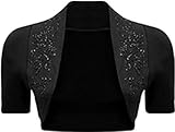 Girls Walk Women's Plain Short Sleeve Beaded Bolero Shrug Top