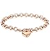 Besteel Stainless Steel Chain Link Bracelets for Women with Finish Heart Charm Bracelet Rose Color